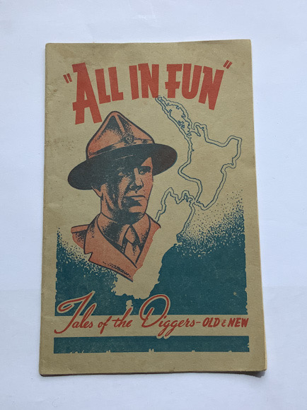 New Zealand vintage c1940s military book titled All In Fun Tales of the Diggers old & new